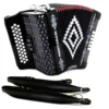 Montanari 3412 3 Switch Accordion FBE Black with Cantabella Straps Bundle