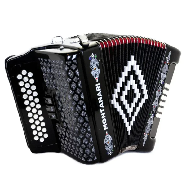 Montanari 3412 3 Switch Accordion FBE Black with Cantabella Straps Bundle - Image 6