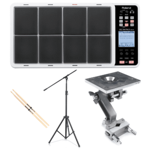 Roland OCTAPAD SPD-30 White – Roland APC-33 – Pyle Heavy Duty Mic Stand – Drum Stick