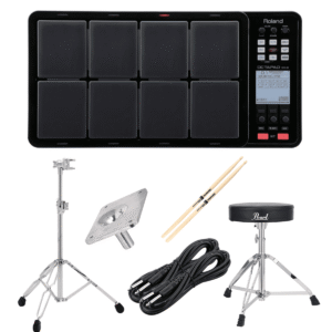 Roland OCTAPAD SPD-30 Black – Pearl Throne D50 – GIBRALTAR 6713E Stand – GIBRALTAR SC-EMMP – (2) 1/4 Cables – Drum Sticks