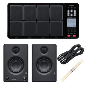 Roland OCTAPAD SPD-30 Black – Presonus ERIS3.5 Monitors – (2) 1/4 Cables – Drum Sticks