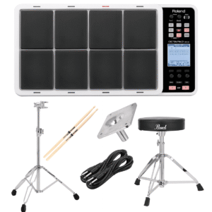 Roland OCTAPAD SPD-30 White – Pearl Throne D50 – GIBRALTAR 6713E Stand – GIBRALTAR SC-EMMP – (2) 1/4 Cables – Drum Sticks