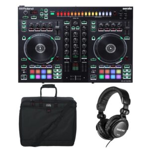 Roland DJ-505 Serato DJ Controller with Gator  Gator GK-2118 Bag & Tascam TH-02 Studio Headphones, Black