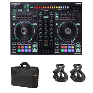 Roland DJ-505 Serato DJ Controller, Roland CB-BDJ505 Carry Bag, (2) XLR Cables
