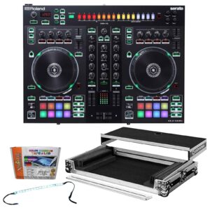 Roland DJ-505 Serato DJ Controller with Strip Light Kit & Flight Case Package